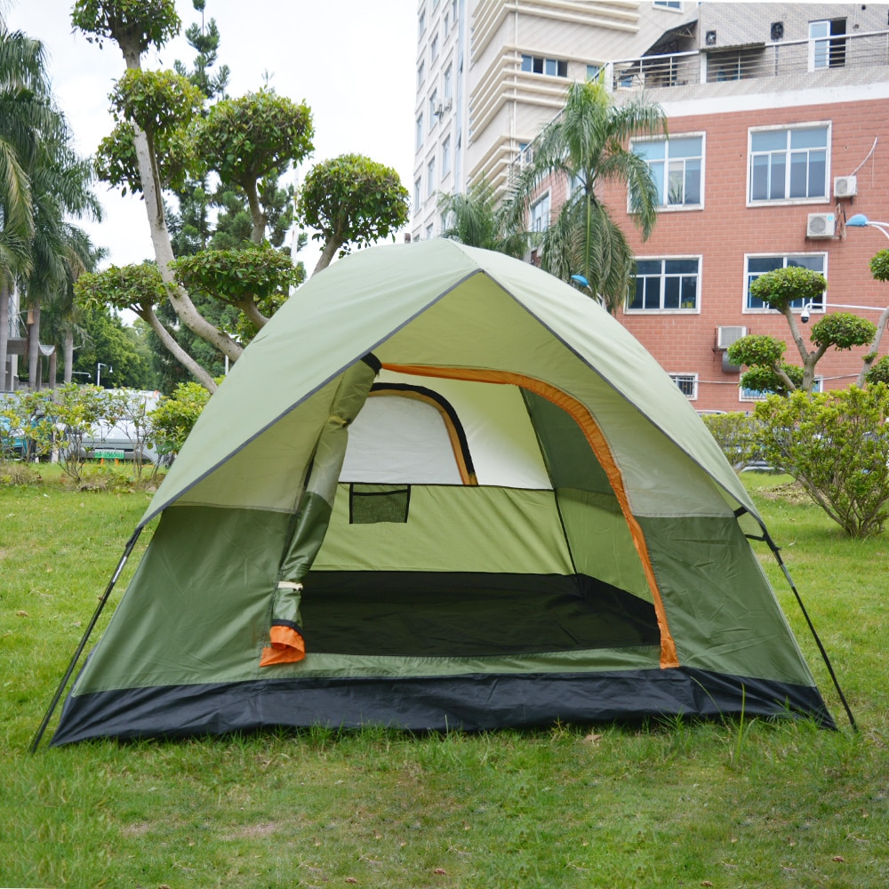 Cheap Goat Tents Upgraded 3 4 Person Camping Tent Double Layer Waterproof Tear resistant Plaid Fabric Outdoor Hiking Tourist Tent  3 Season Tent Tents 